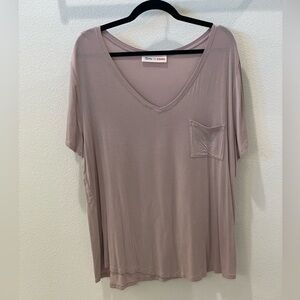 Tan V-Neck Boutique Pocket Tee - Neutral minimalist capsule closet